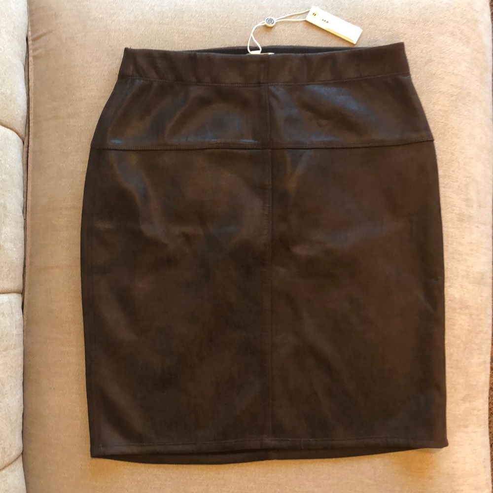 Max Studio brown leather pencil skirt